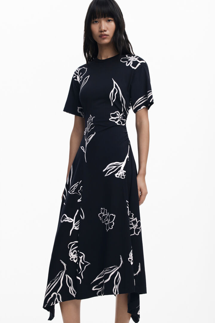 Abito asimmetrico con tratti floreali | Desigual