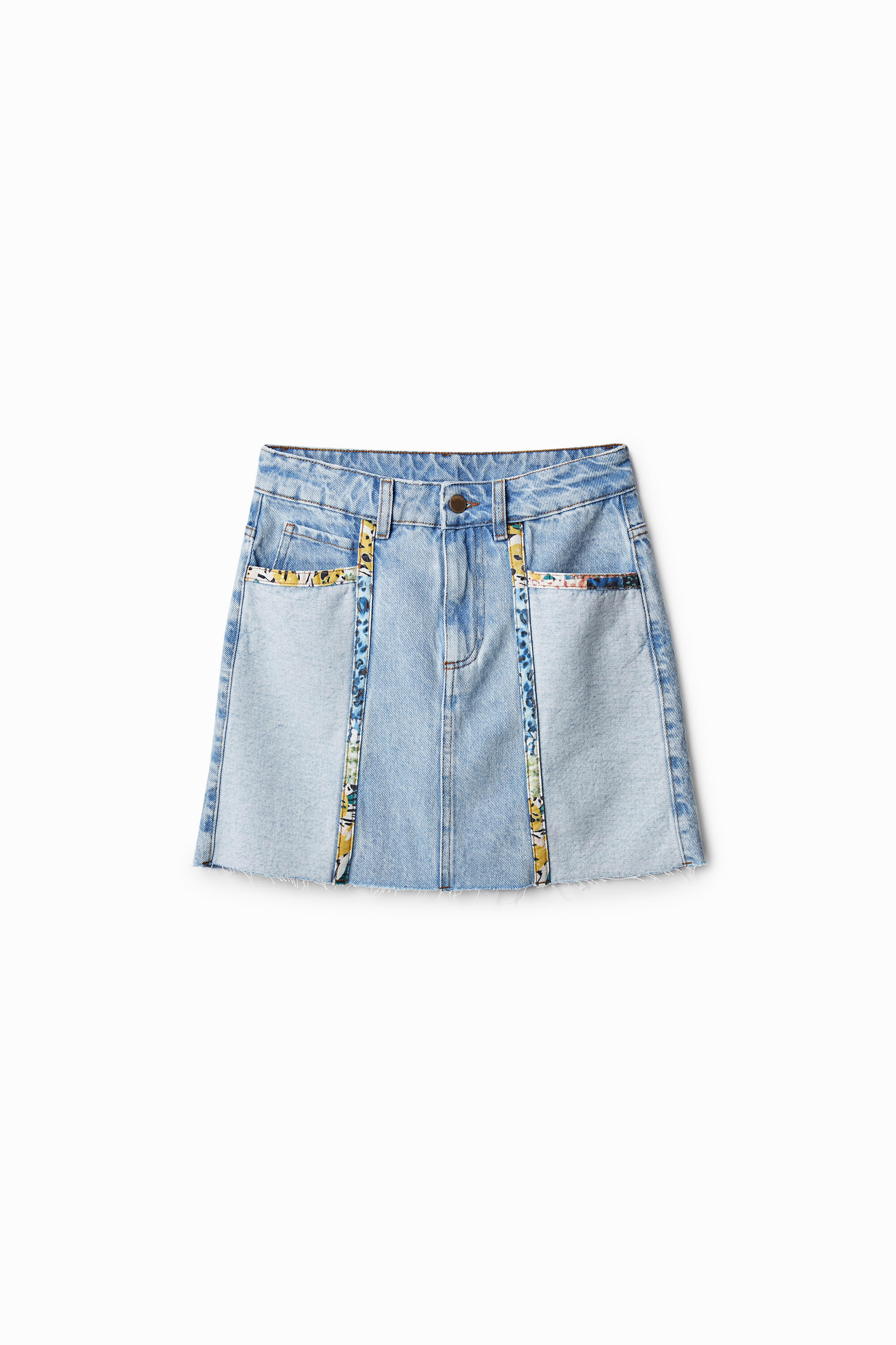 Denim patchwork mini skirt - BLUE - M
