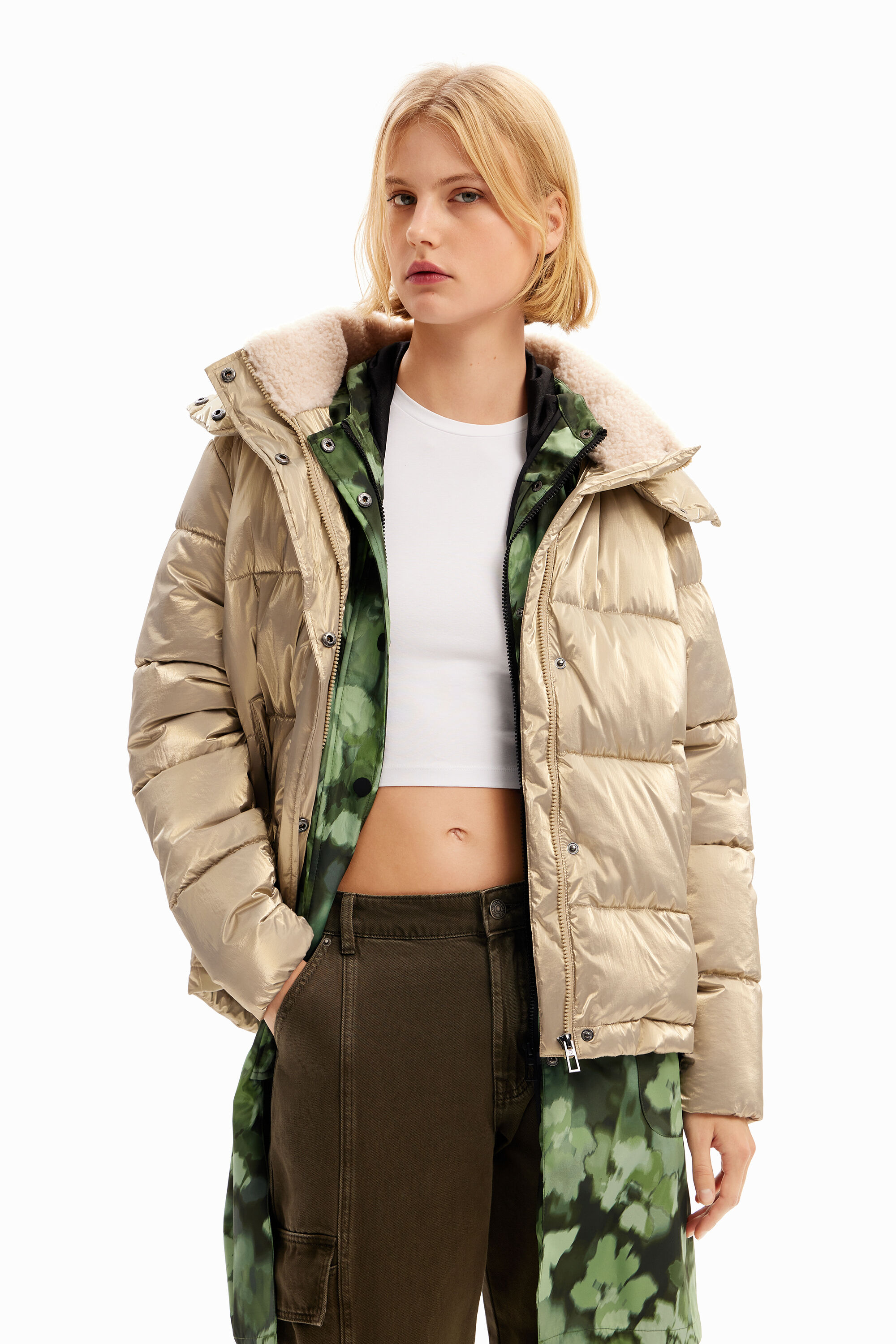 レディース メタリック パデッドジャケット I Desigual.com