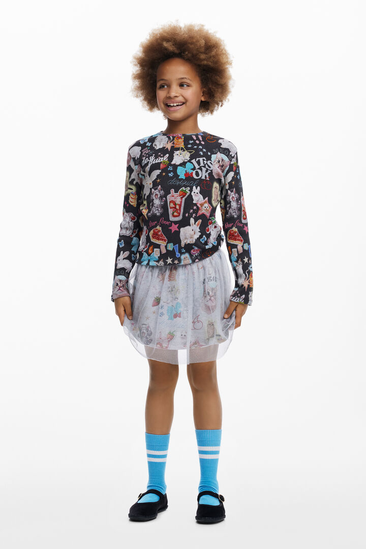 Camiseta manga larga gatos | Desigual