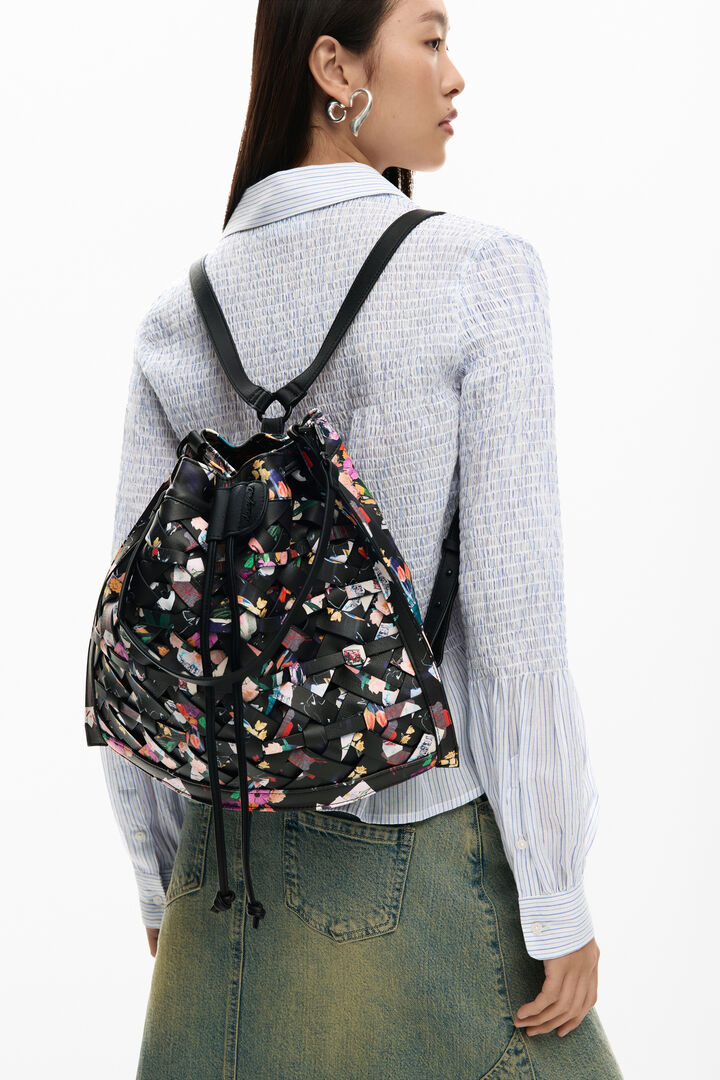 Mochila mediana trenzado flores | Desigual