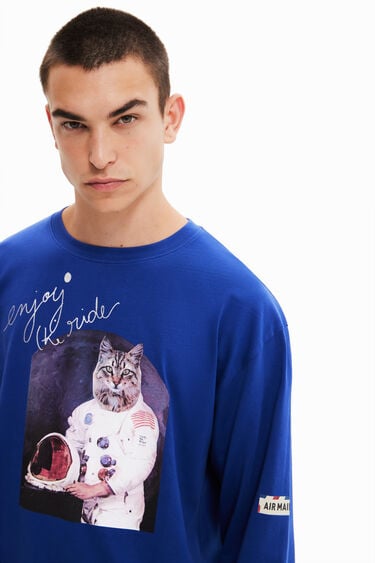 Camiseta oversize gato astronauta | Desigual