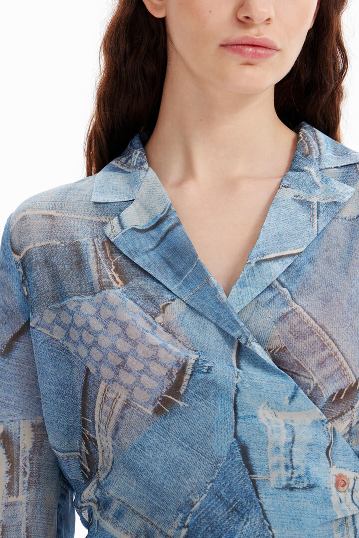 Denim patchwork wrap blouse | Desigual