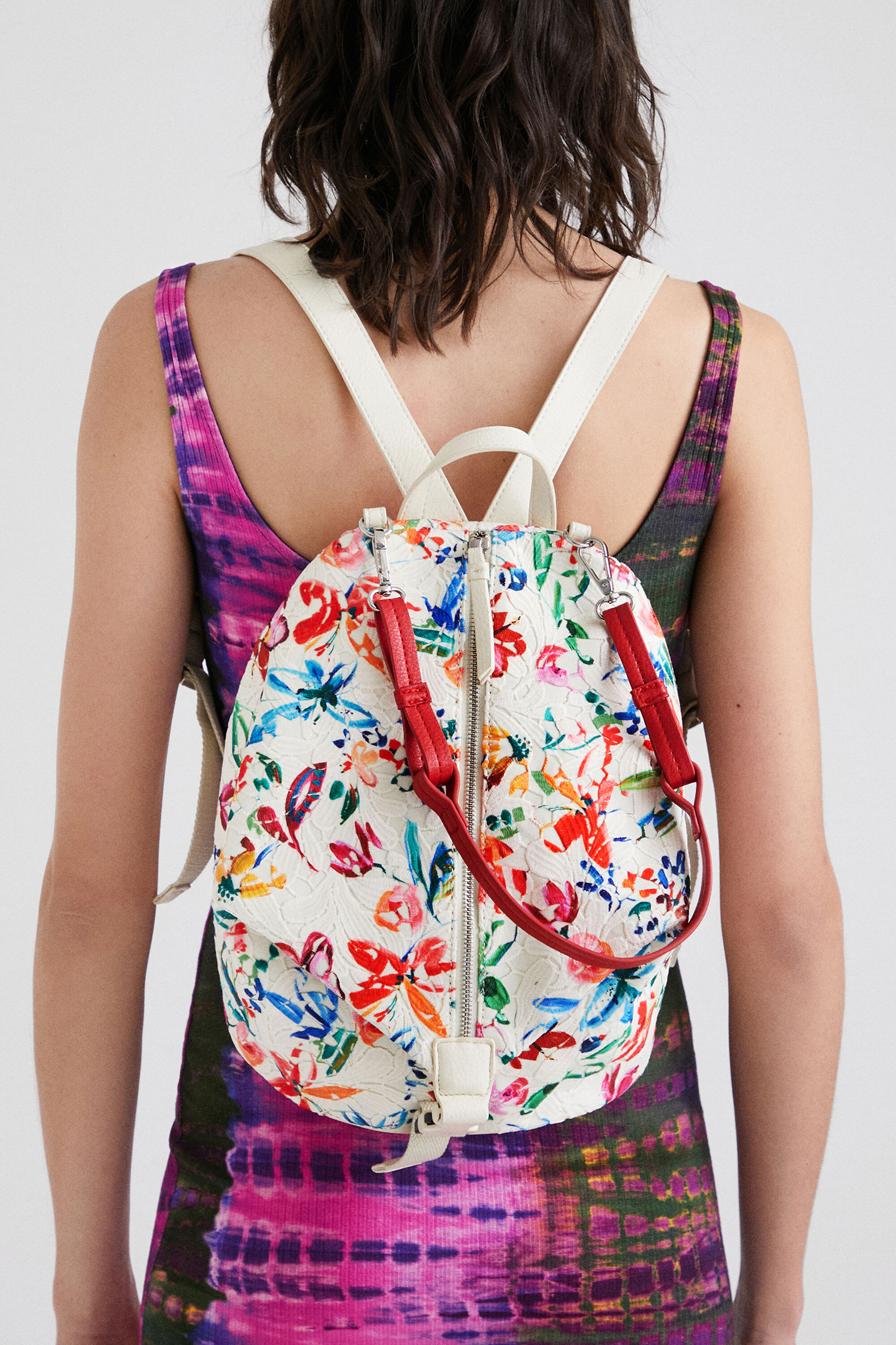 Mochila pequeña multiposición encaje | Desigual.com