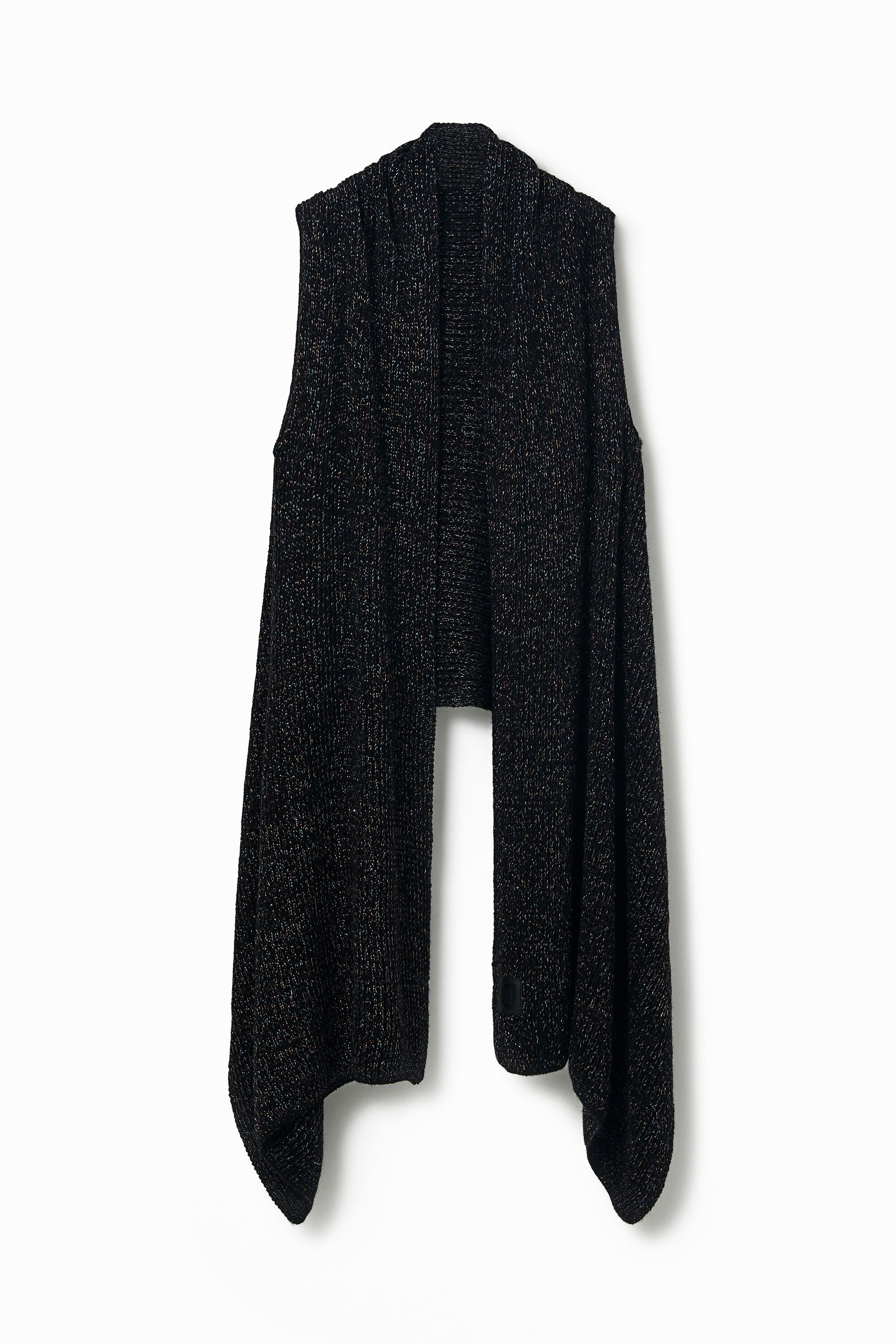 Long open poncho marbled Lurex