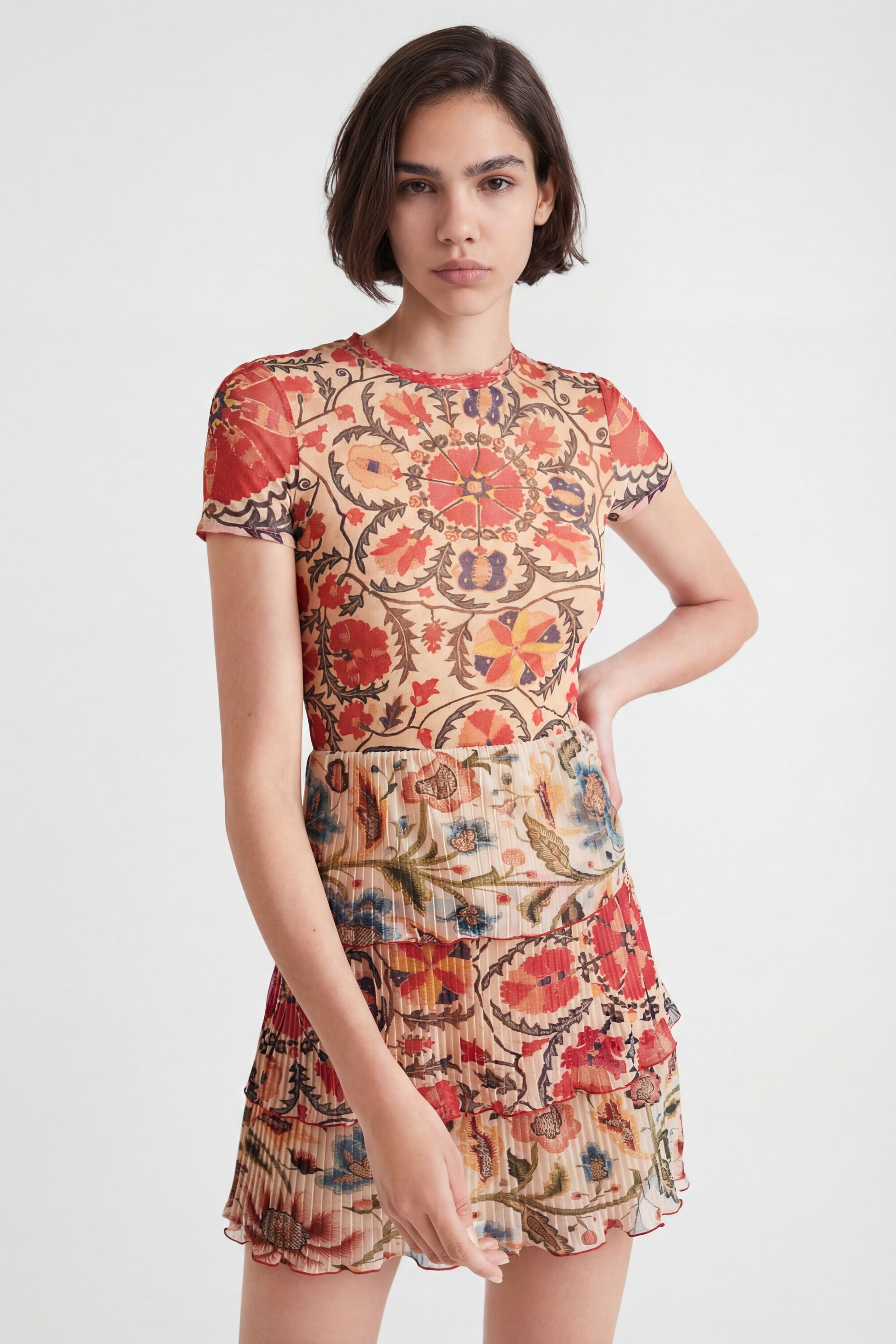 Desigual, Mehrlagiges, geblümtes Kleid, Polyester, XL