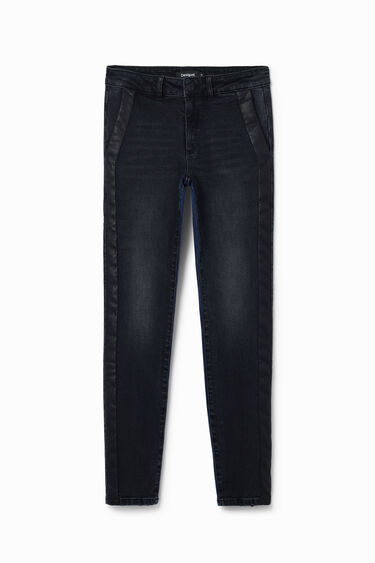 Ozke jeans hlače iz kontrastnih materialov | Desigual