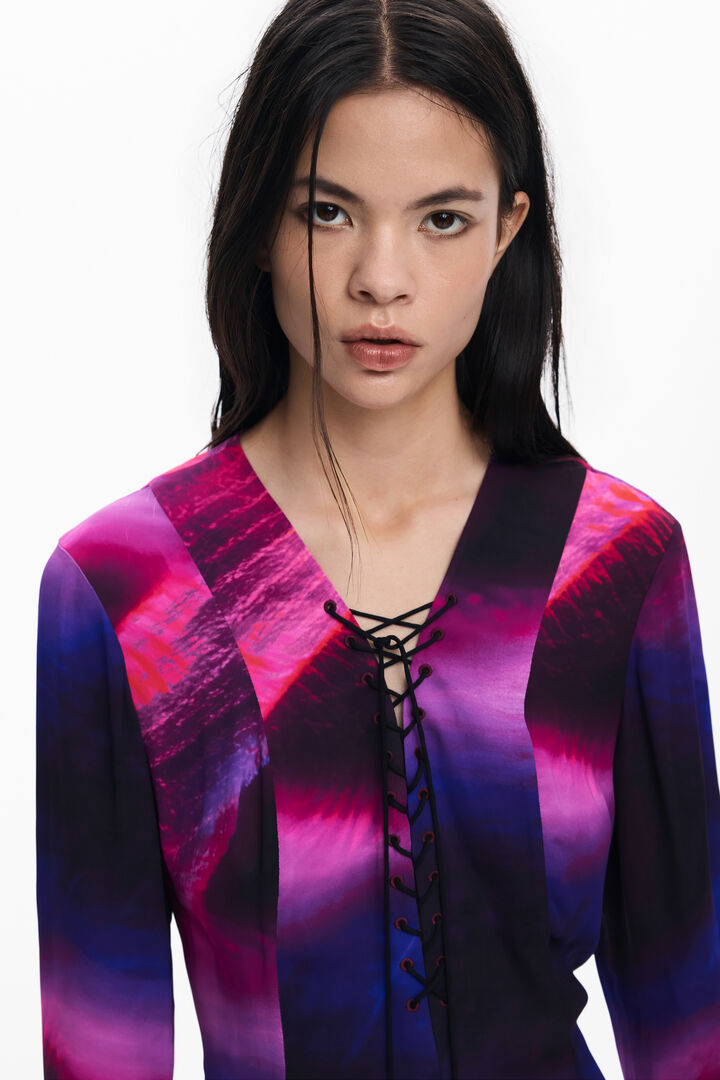 Dress with ribbon neckline | Desigual