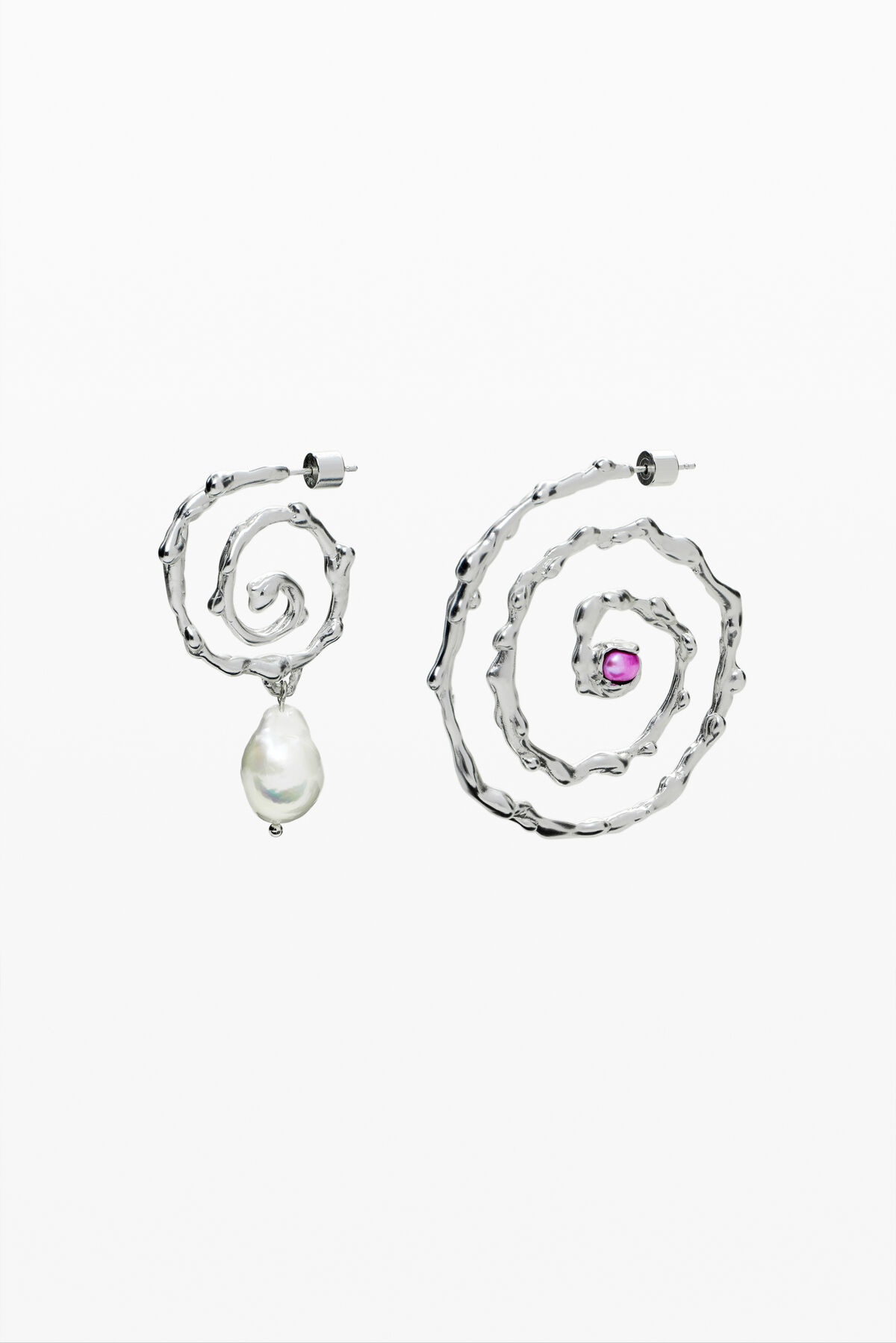 Boucles d'oreilles spirales irrégulières plaqué argent Zalio