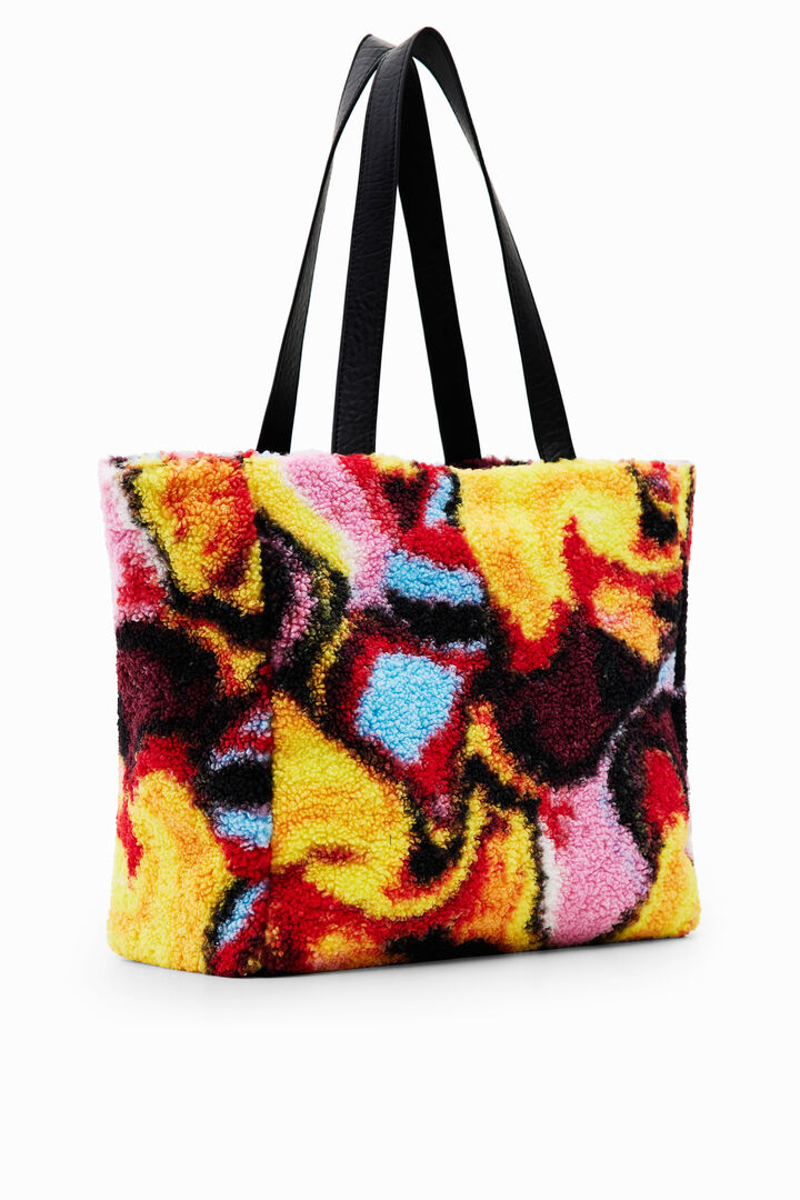 Faux sheepskin maxi shopper bag | Desigual