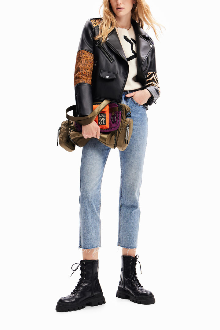 Patchwork leather biker jacket | Desigual