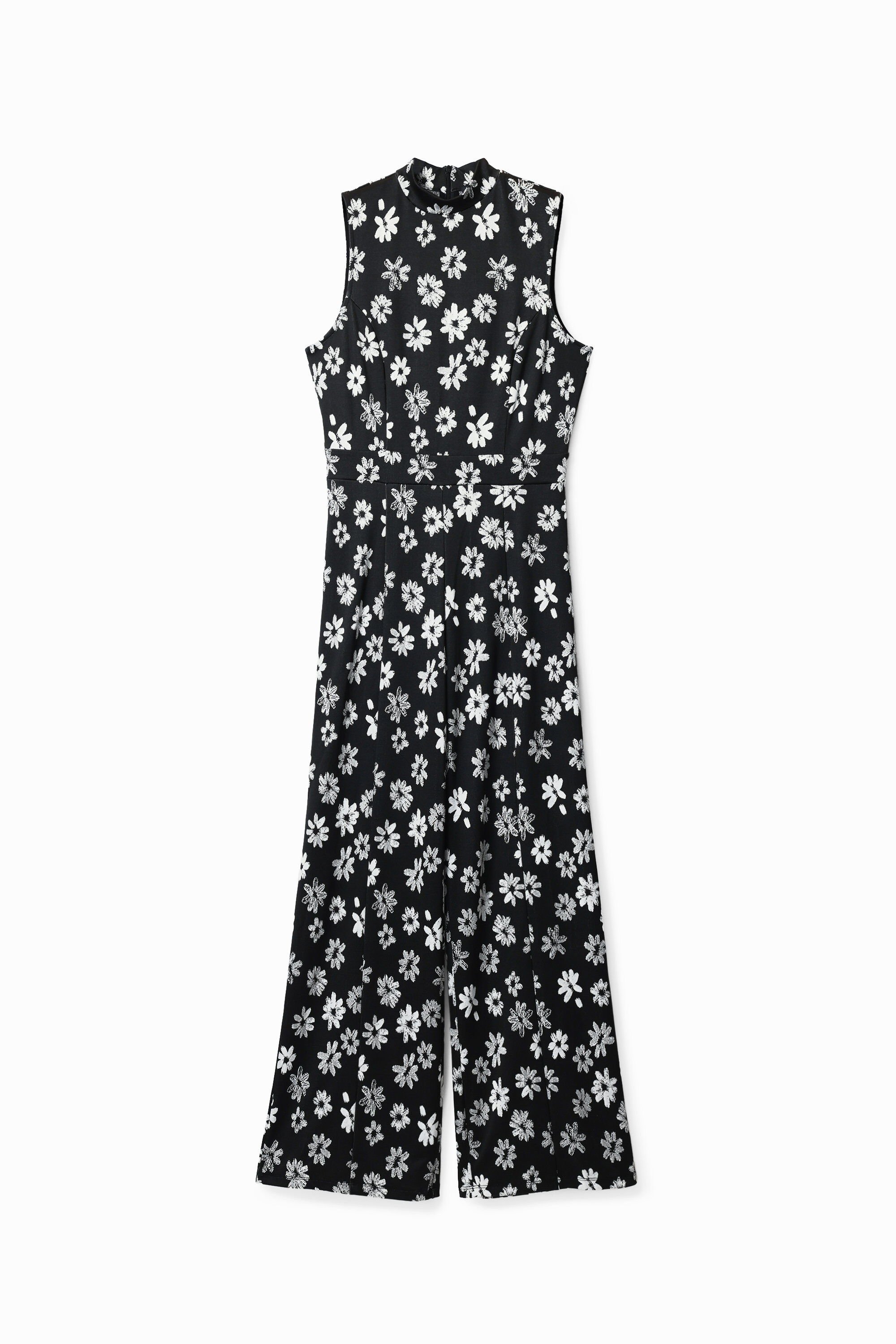 Jumpsuit Blumen Kontrast