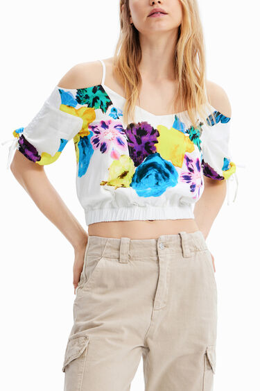 Brusa curta frunzit flors M. Christian Lacroix | Desigual