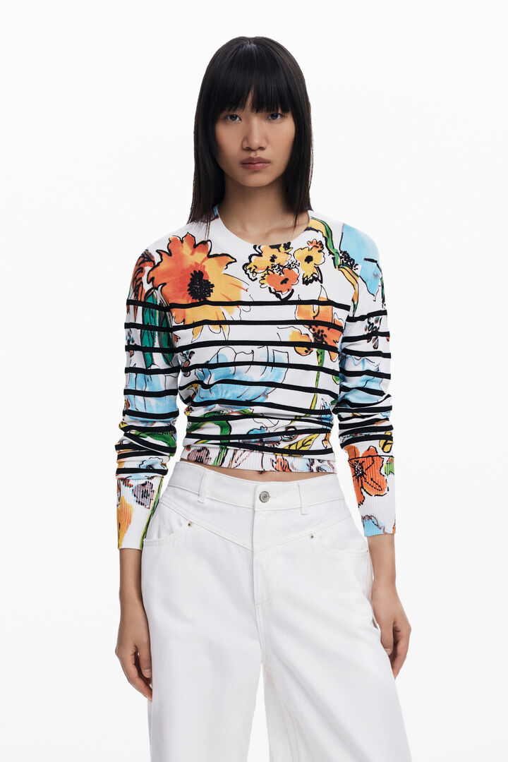 Striped floral sweater | Desigual