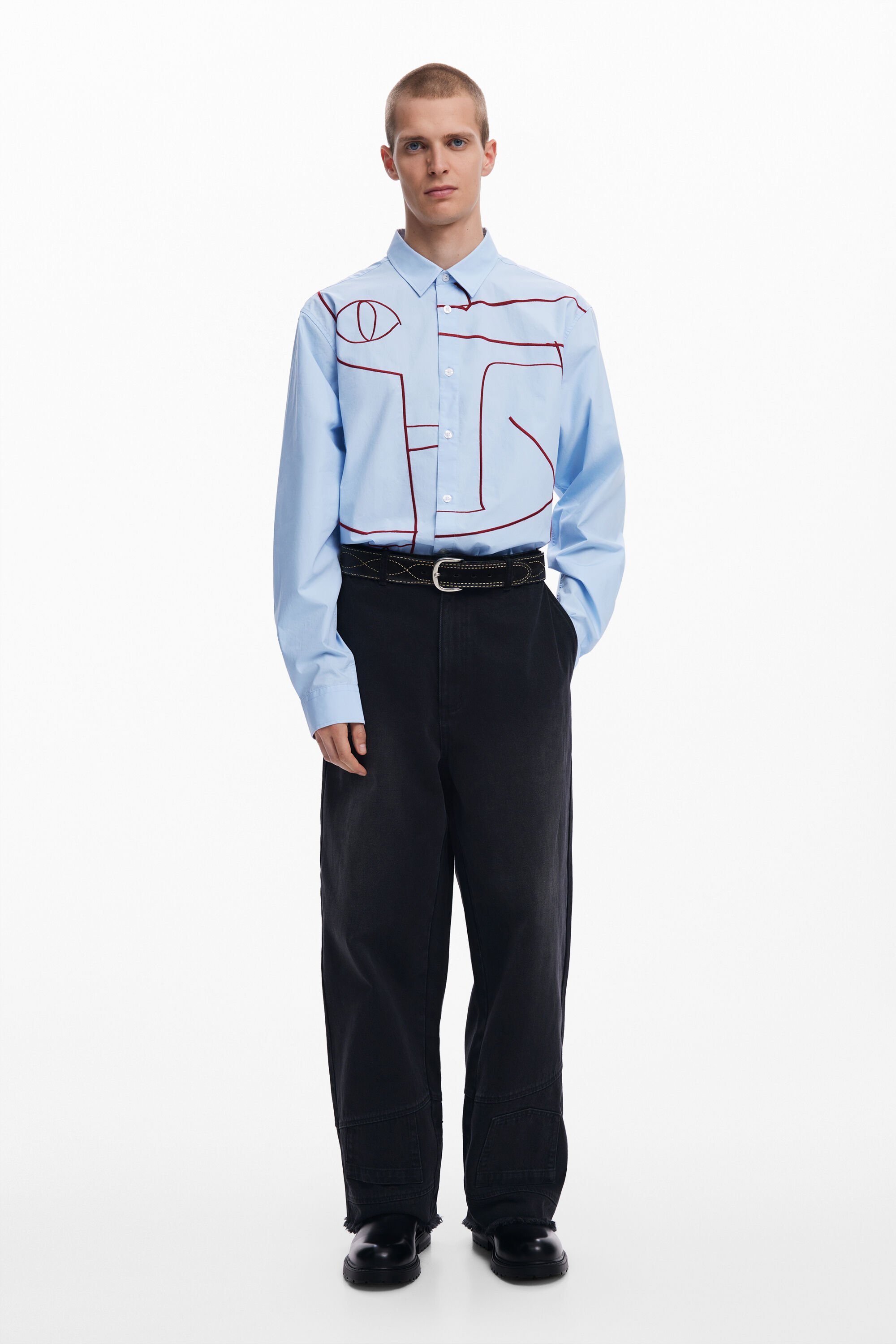 Shirt with abstract embroidery men's I Desigual.com