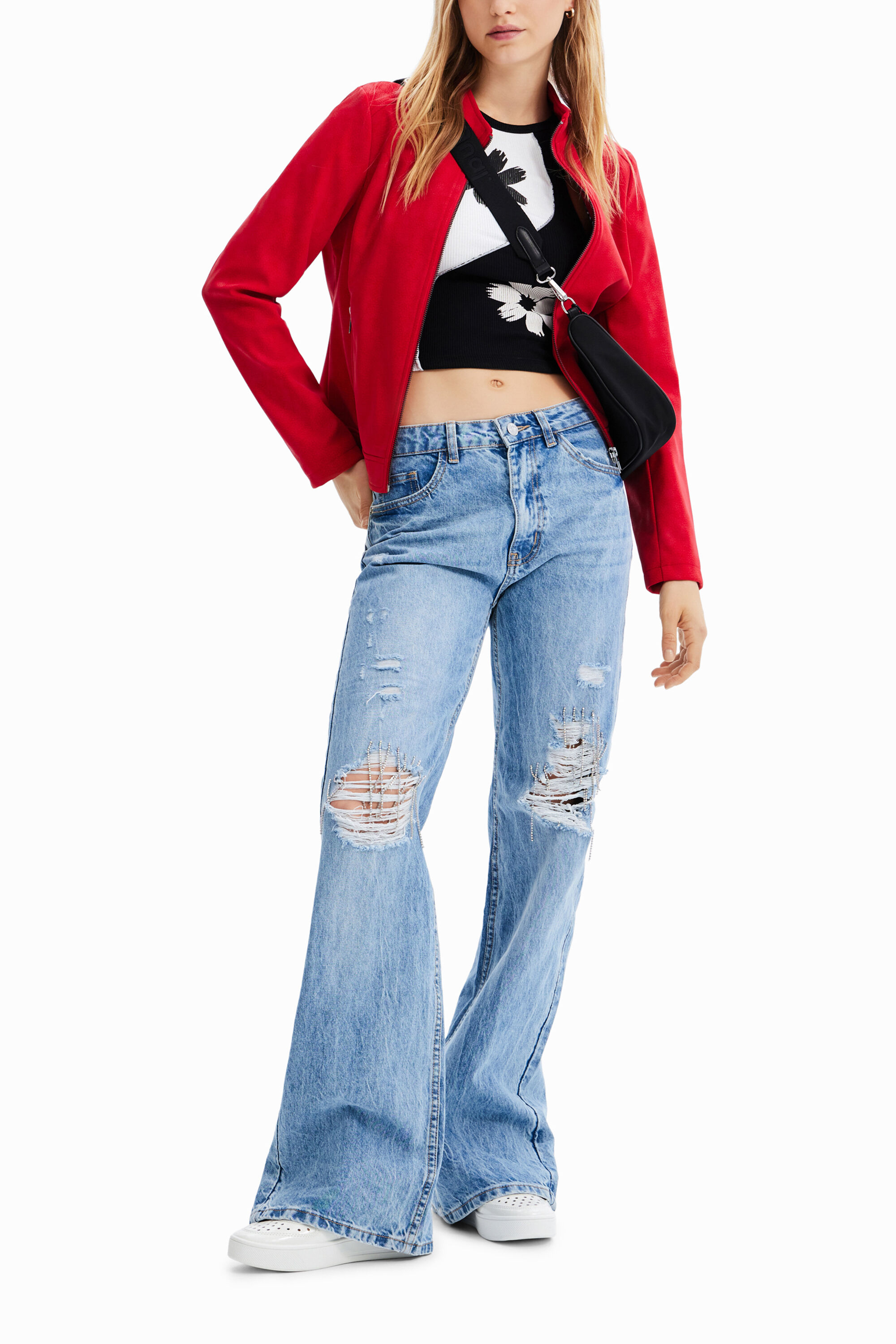 Desigual Suede-effect biker jacket