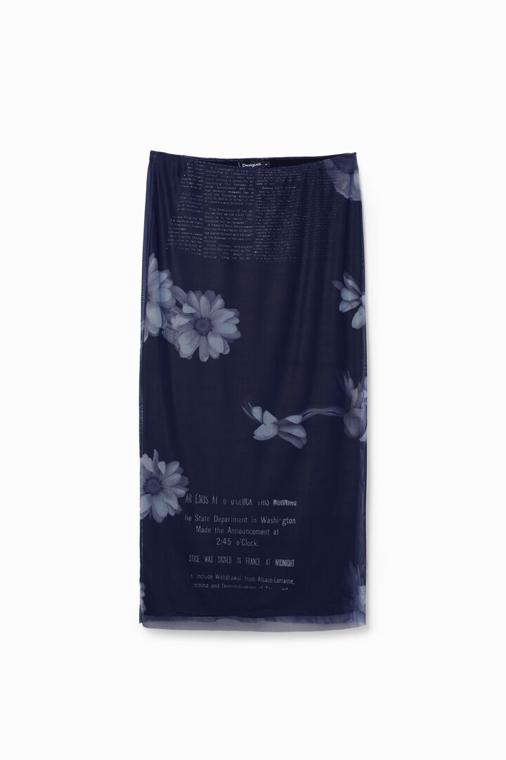 Tulle newspaper midi skirt | Desigual