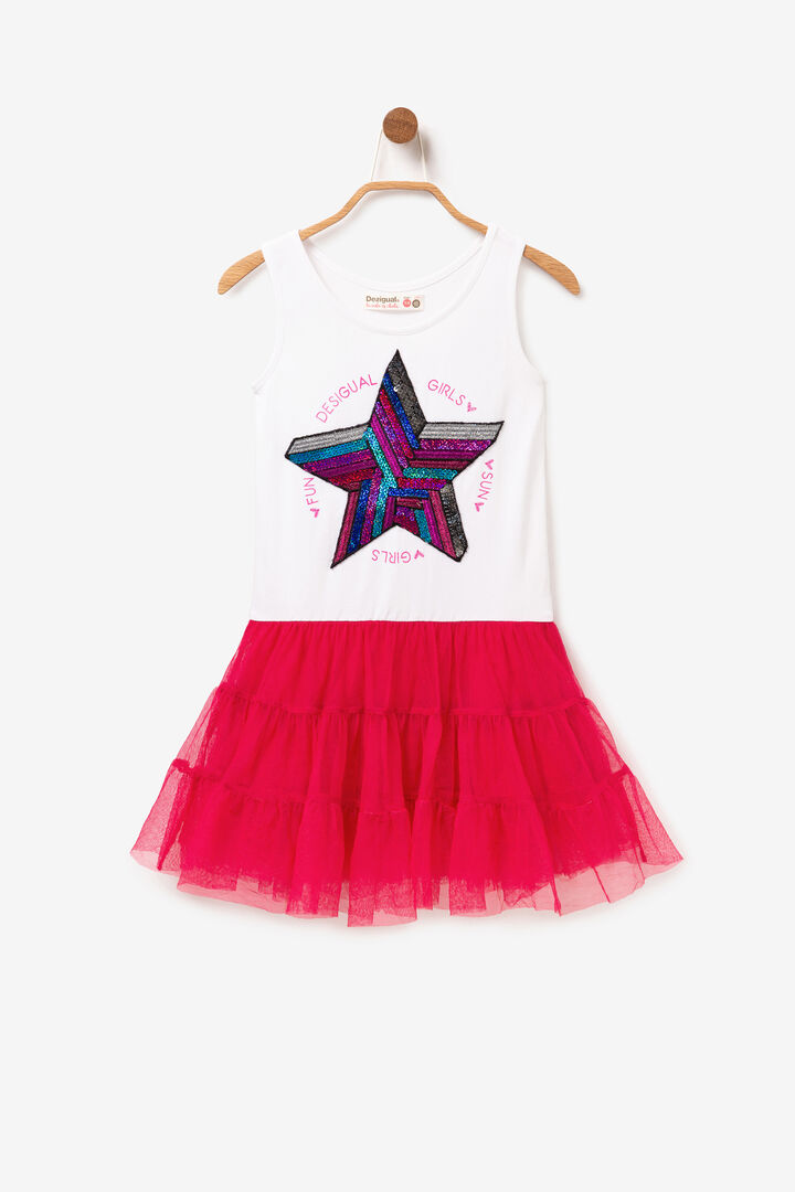 Dress with Ruffled Tulle Skirt Swan | Desigual