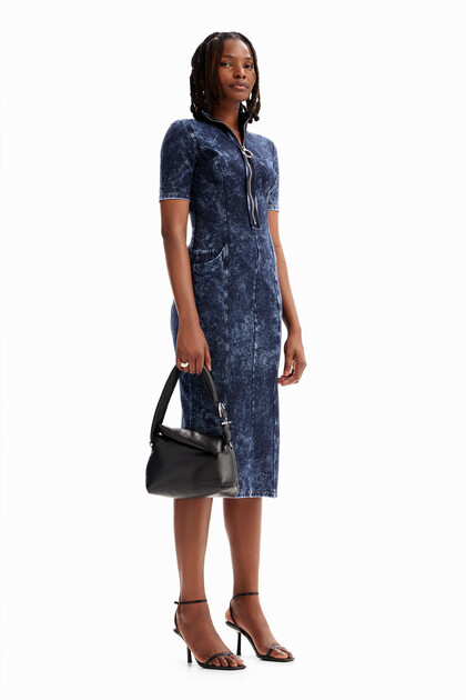 Vestido cremallera midi