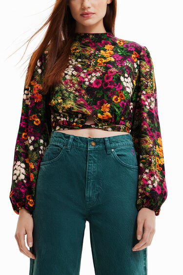 Blouse courte fleurie convertible | Desigual