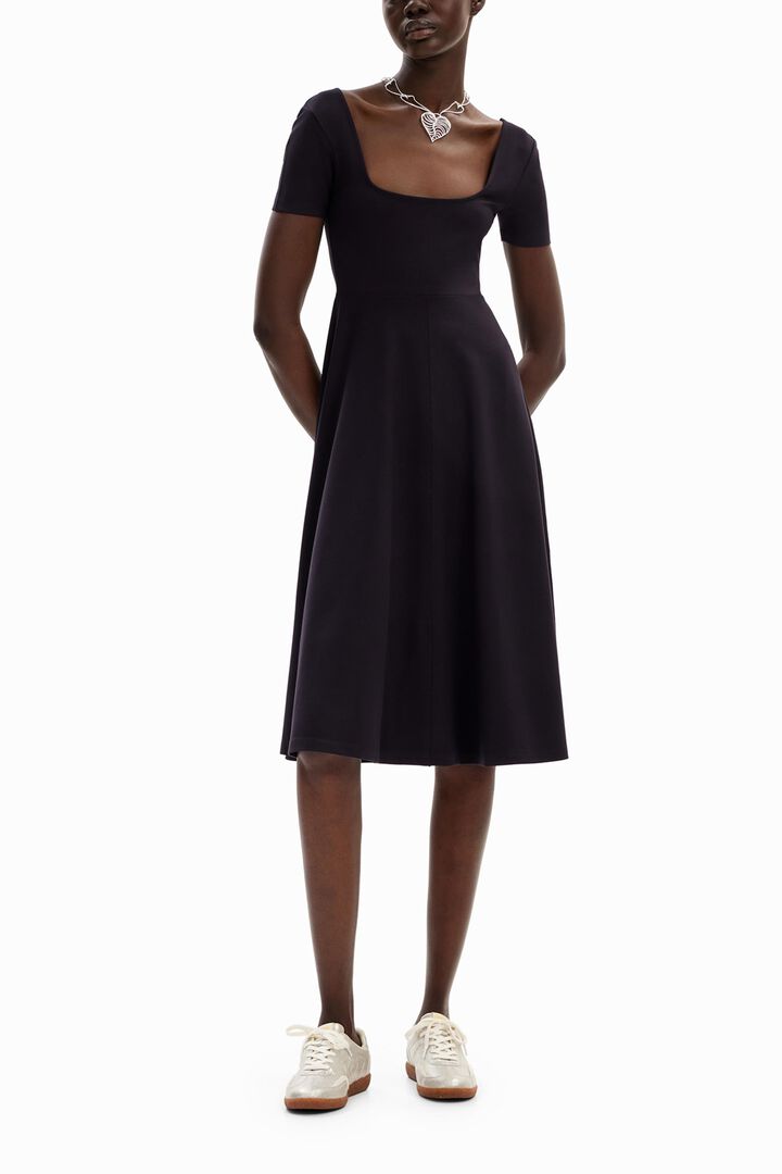 Short-sleeved solid-coloured midi dress | Desigual