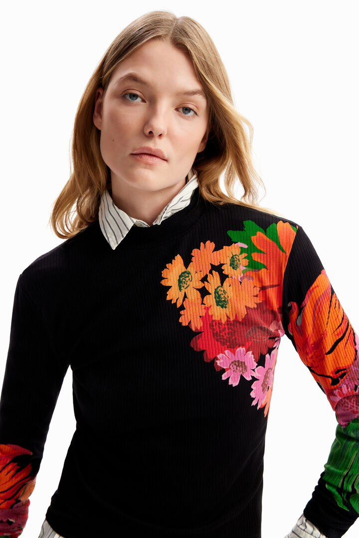 Ribbed floral T-shirt | Desigual