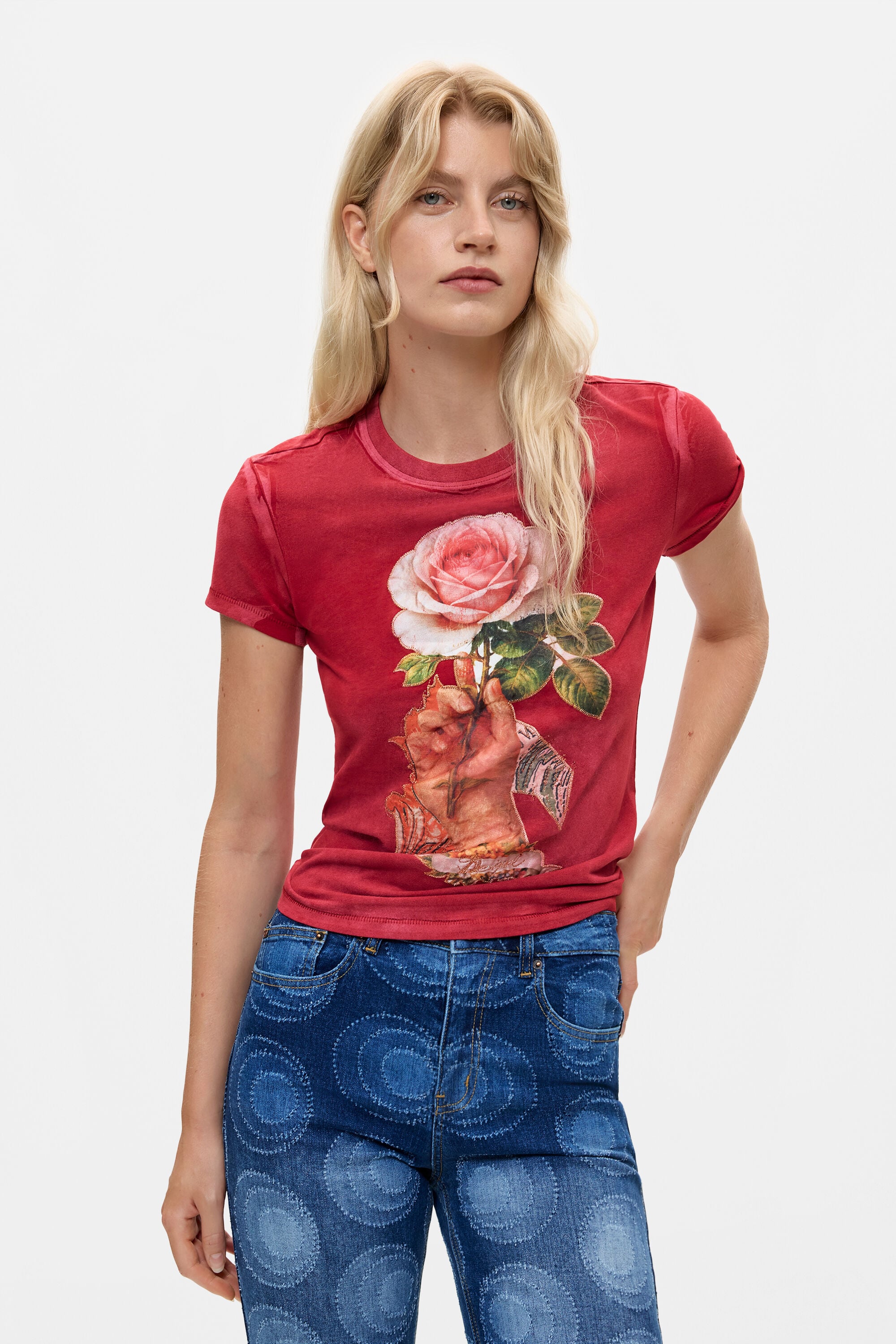 Bedrukte T-shirt - RED - XS