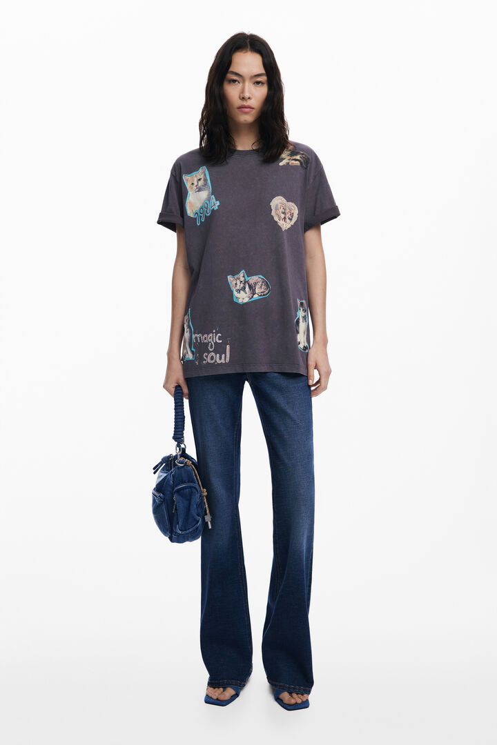 Koszulka bawełniana z kotami | Desigual