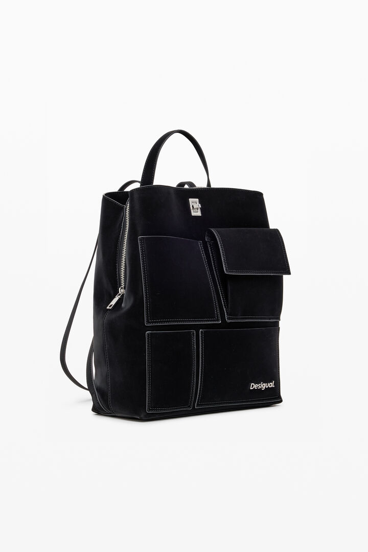 Medium faux leather backpack with pockets | Desigual