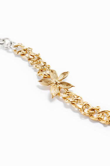 Bracelet fleur et chaîne plaqué or et argent Zalio | Desigual