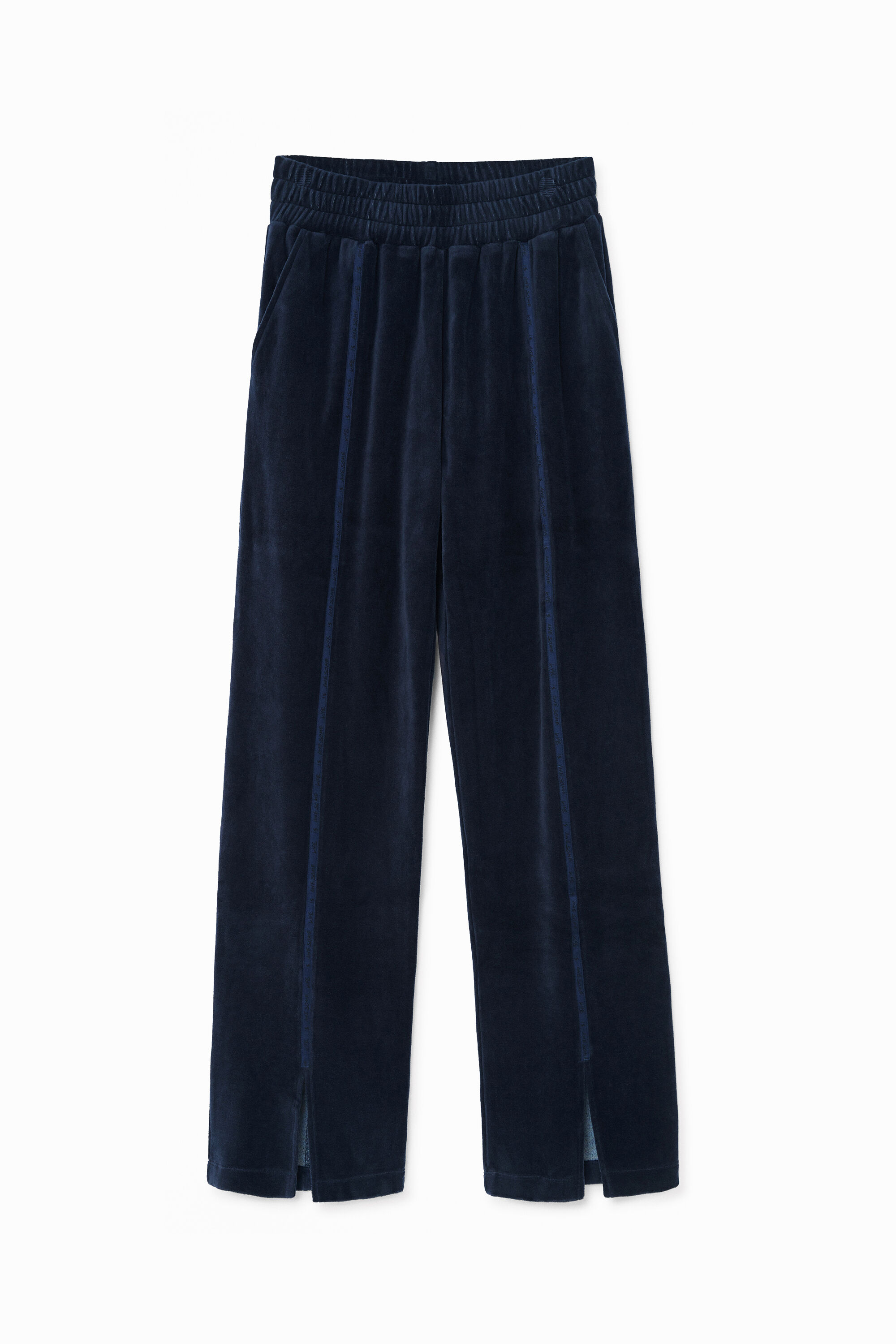 Plush wide trousers - BLUE - S