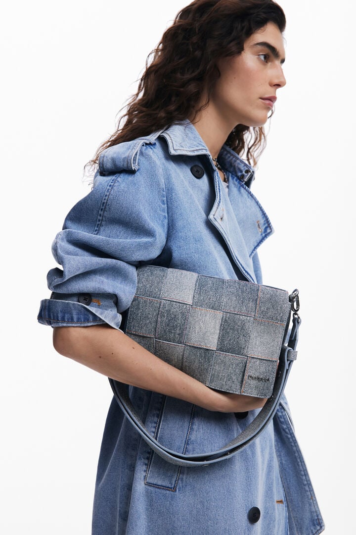 Medium braided denim-effect bag | Desigual