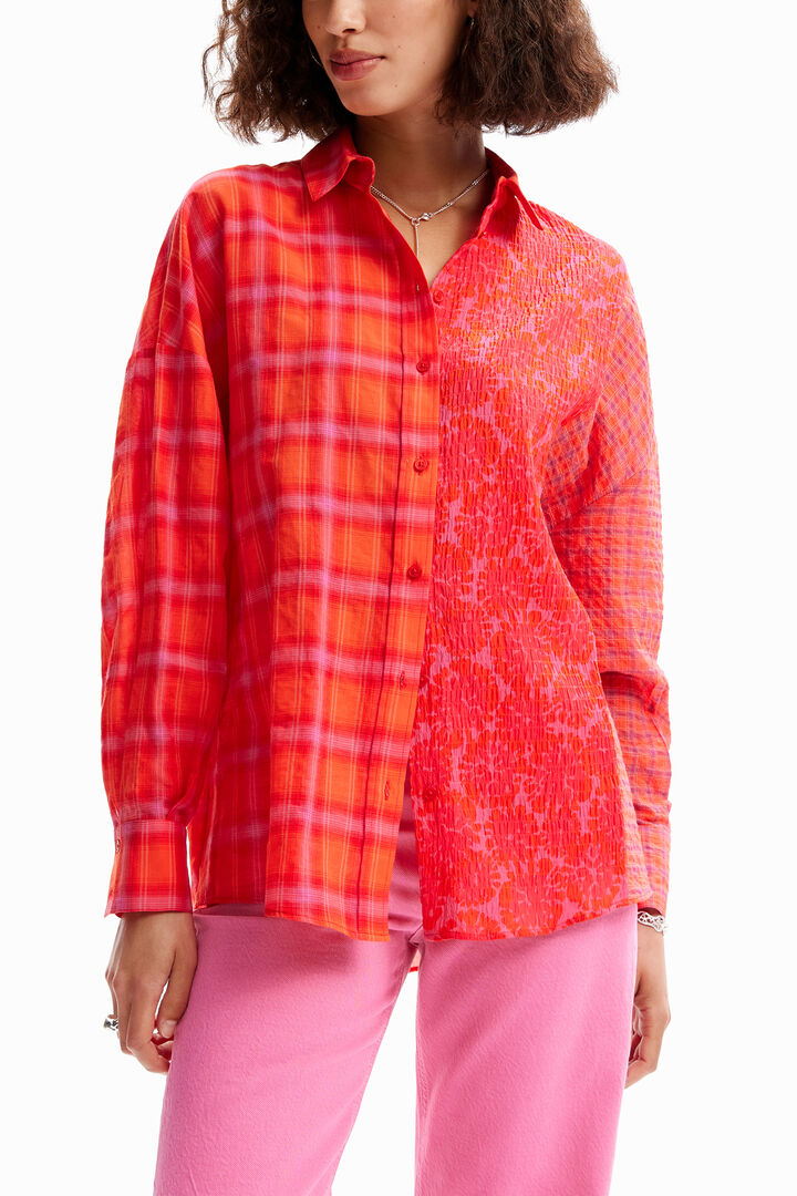 Chemise oversize patchwork carreaux | Desigual