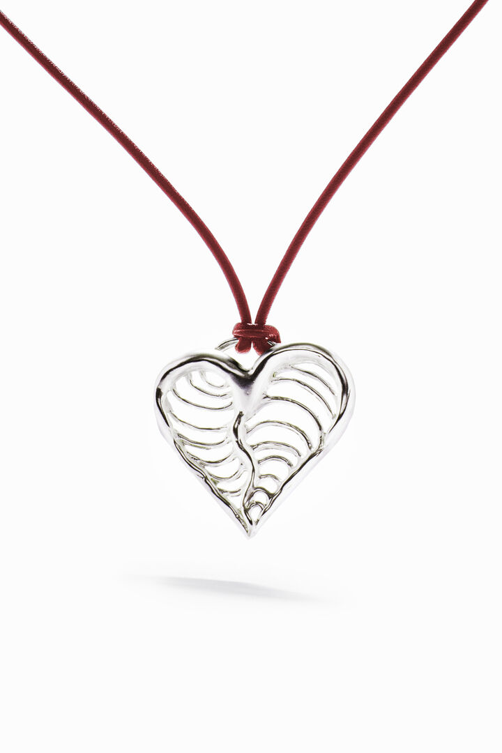 Collana cuore argento pelle Zalio | Desigual