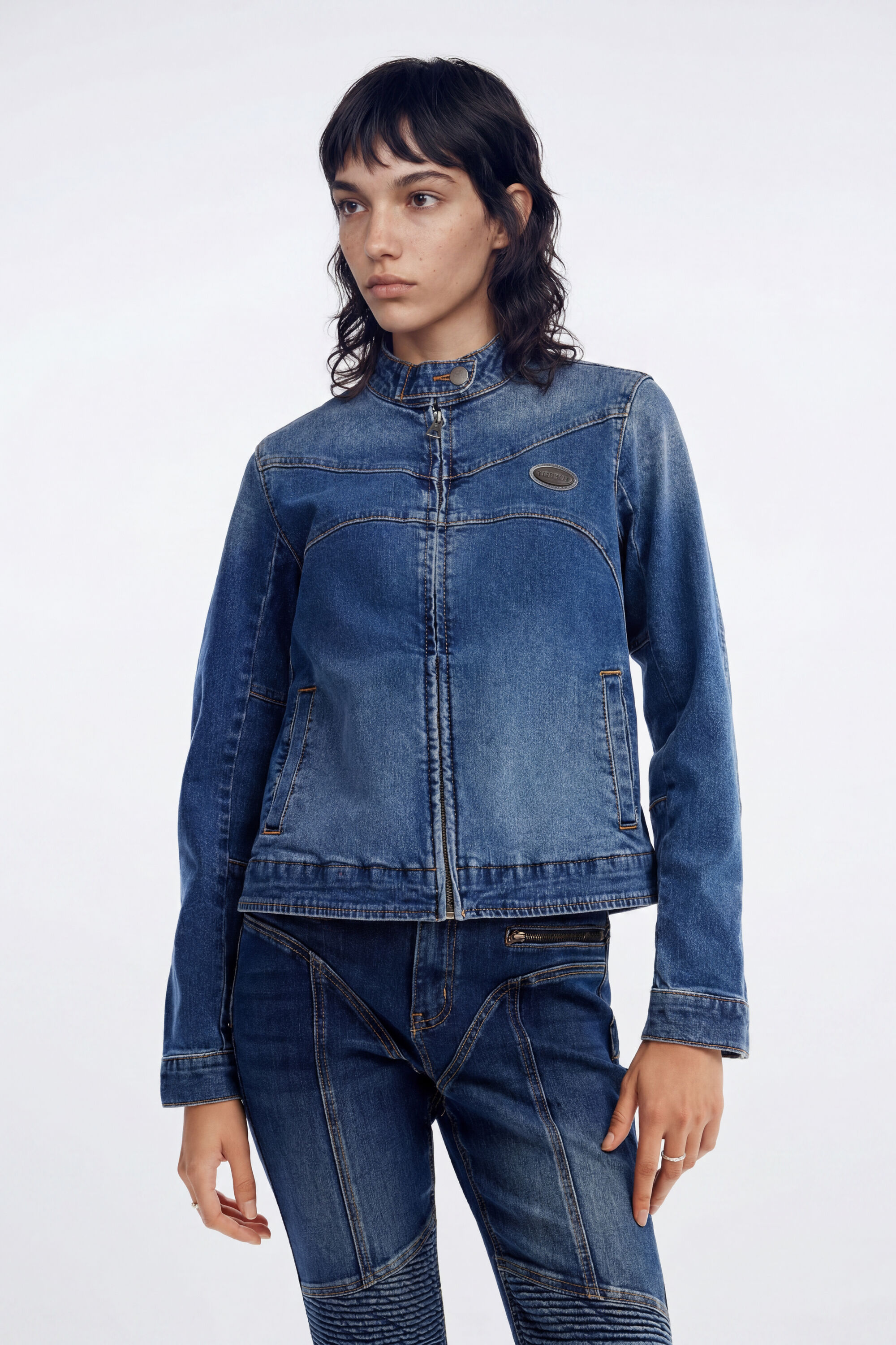 Desigual, Chaqueta biker vaquera, Algodon, Azul