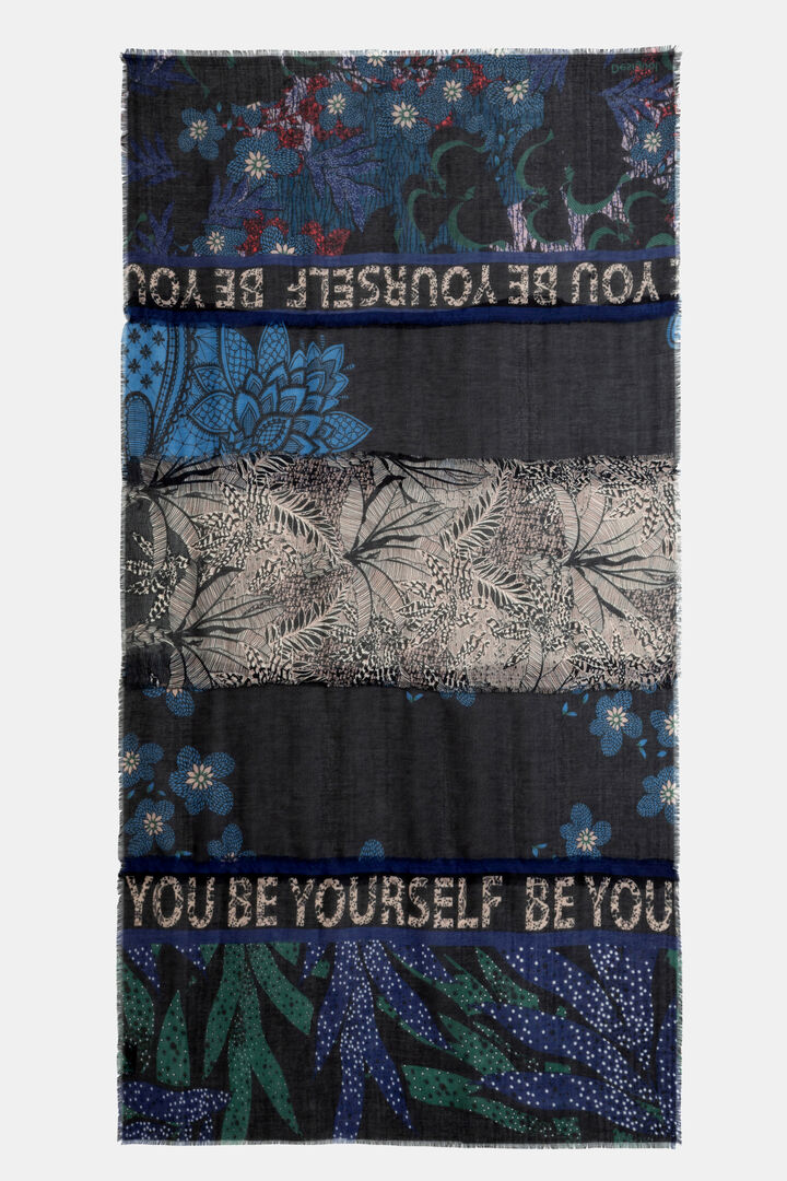 Rectangular floral and lettering foulard | Desigual