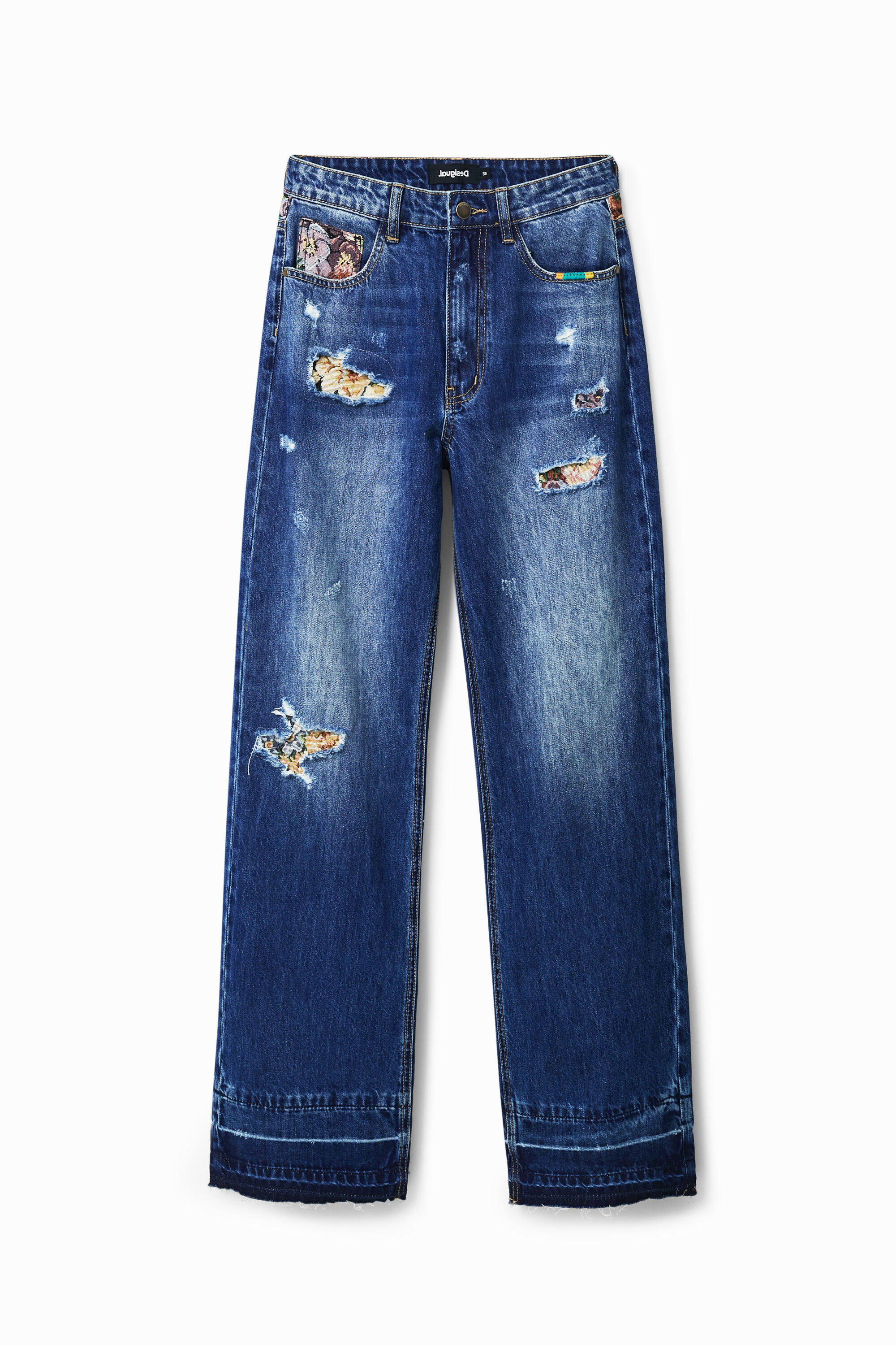Desigual, Wide-Leg-Jeans, Baumwolle, Blau, 34