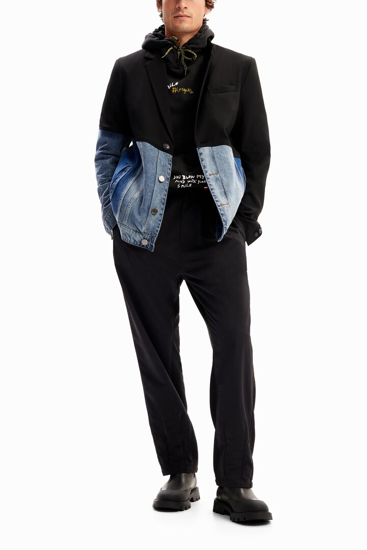 Denim blazer met twee stoffen | Desigual