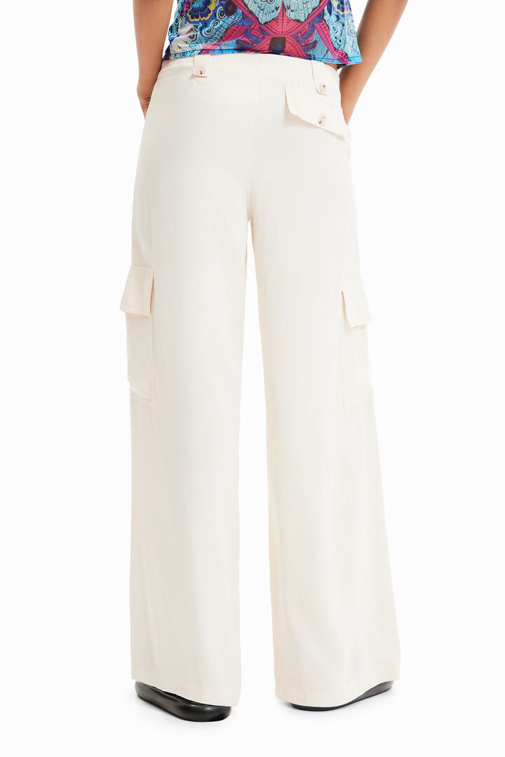 Wide-leg satin cargo trousers | Desigual