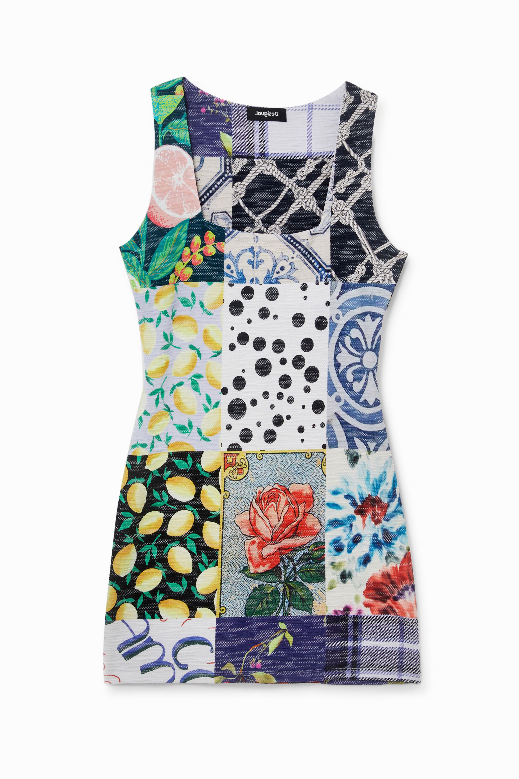 Kleid Slim Fit Patch quadratischer Ausschnitt