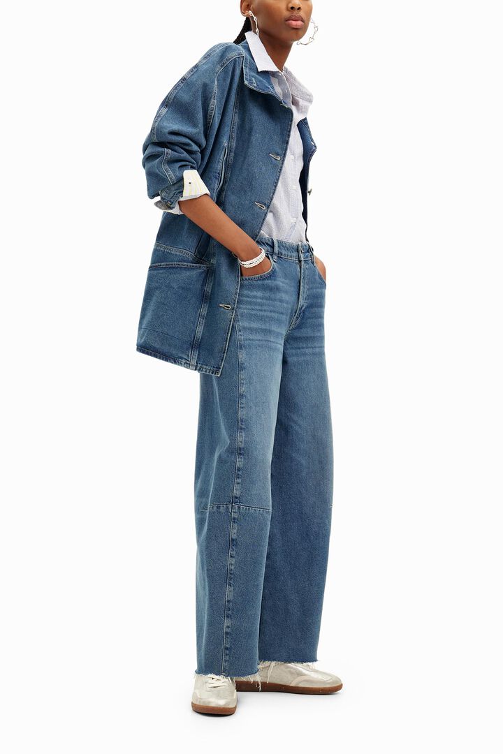 Chaqueta denim efecto rayado y cuello en V | Desigual