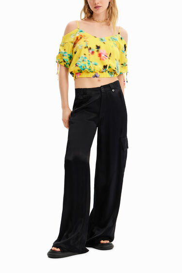 Brusa curta frunzit flors | Desigual