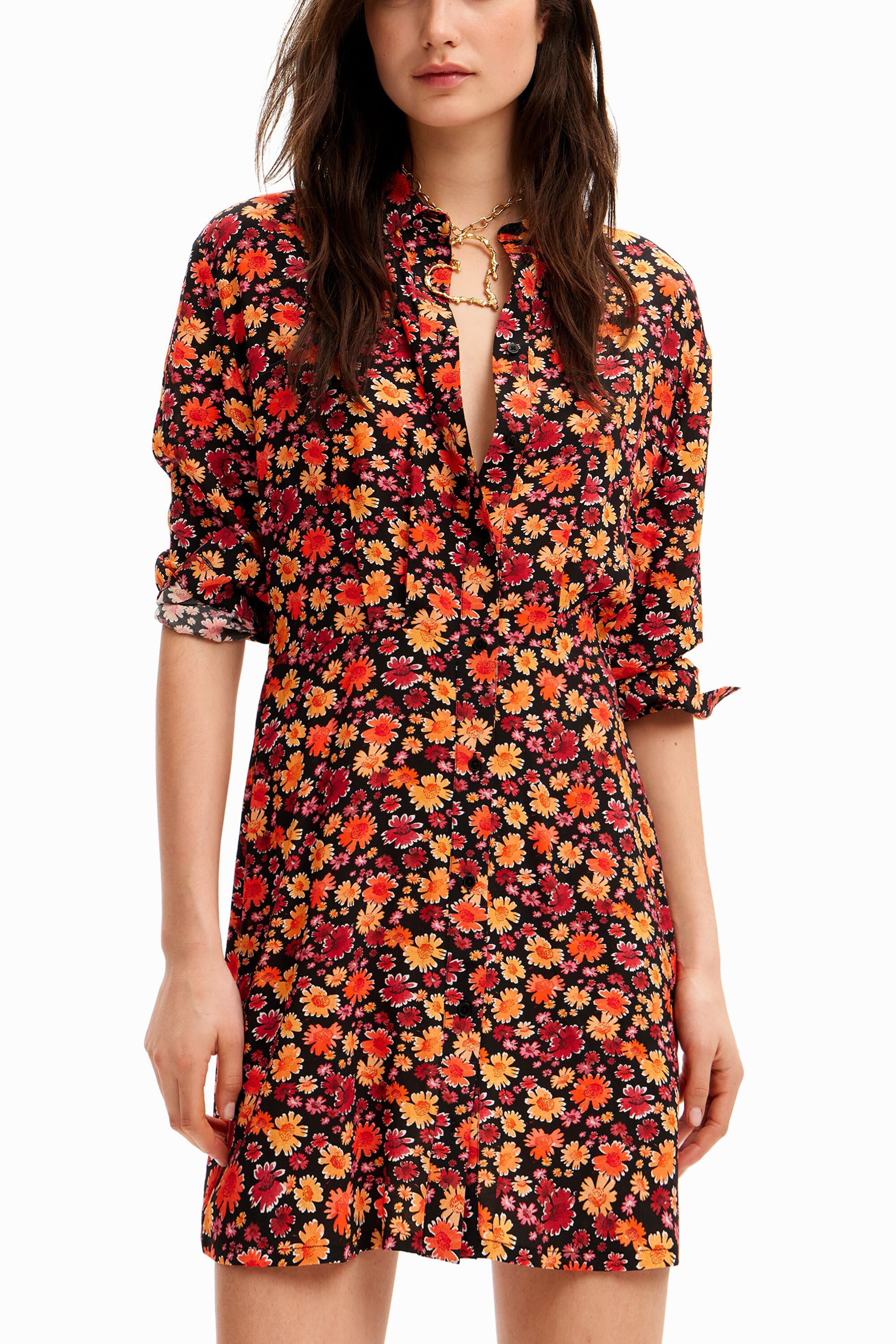 Desigual Short floral shirt dress