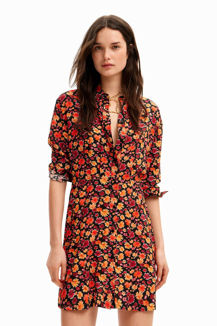 Short floral shirt dress