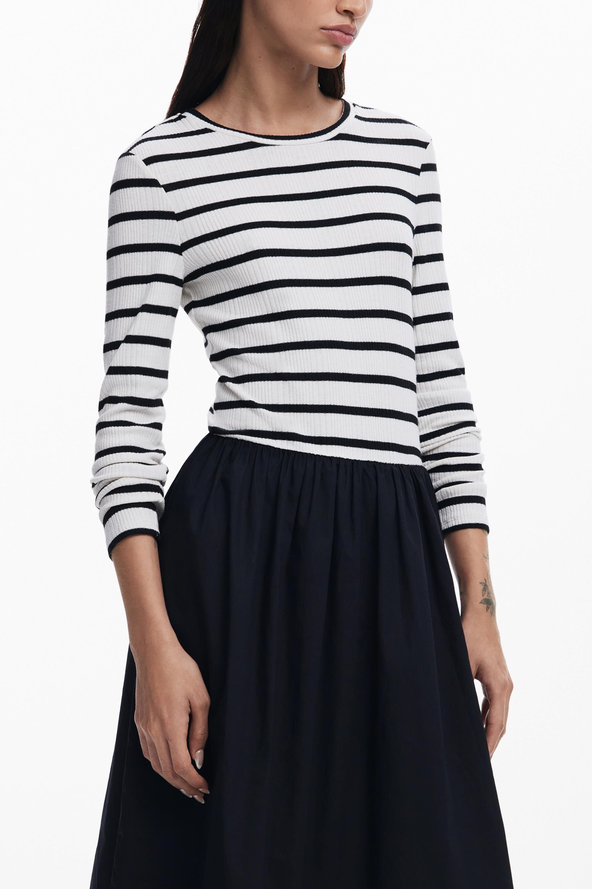 Vestido midi combinado, Negro,