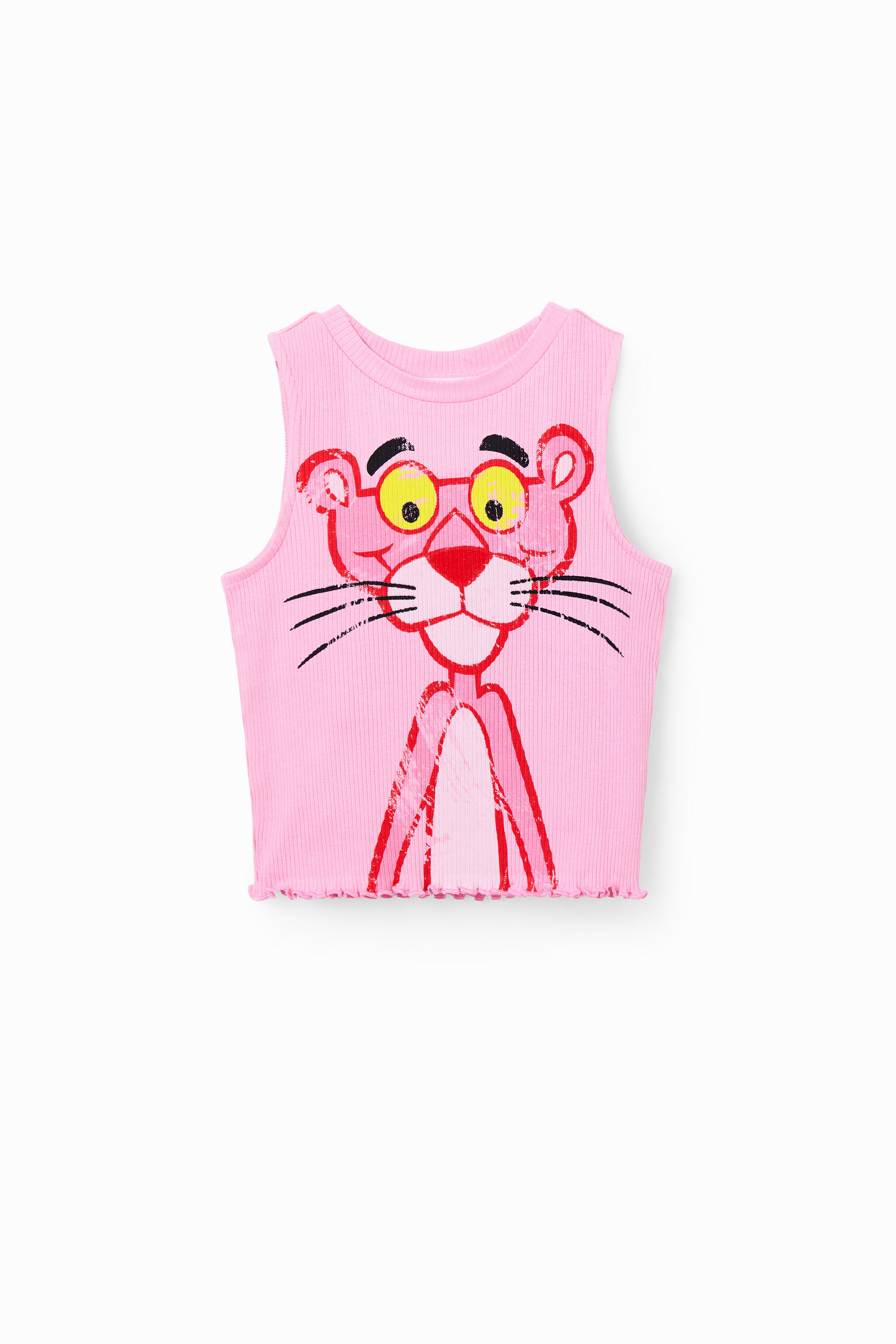 T-shirt Panthère rose tissu côtelé