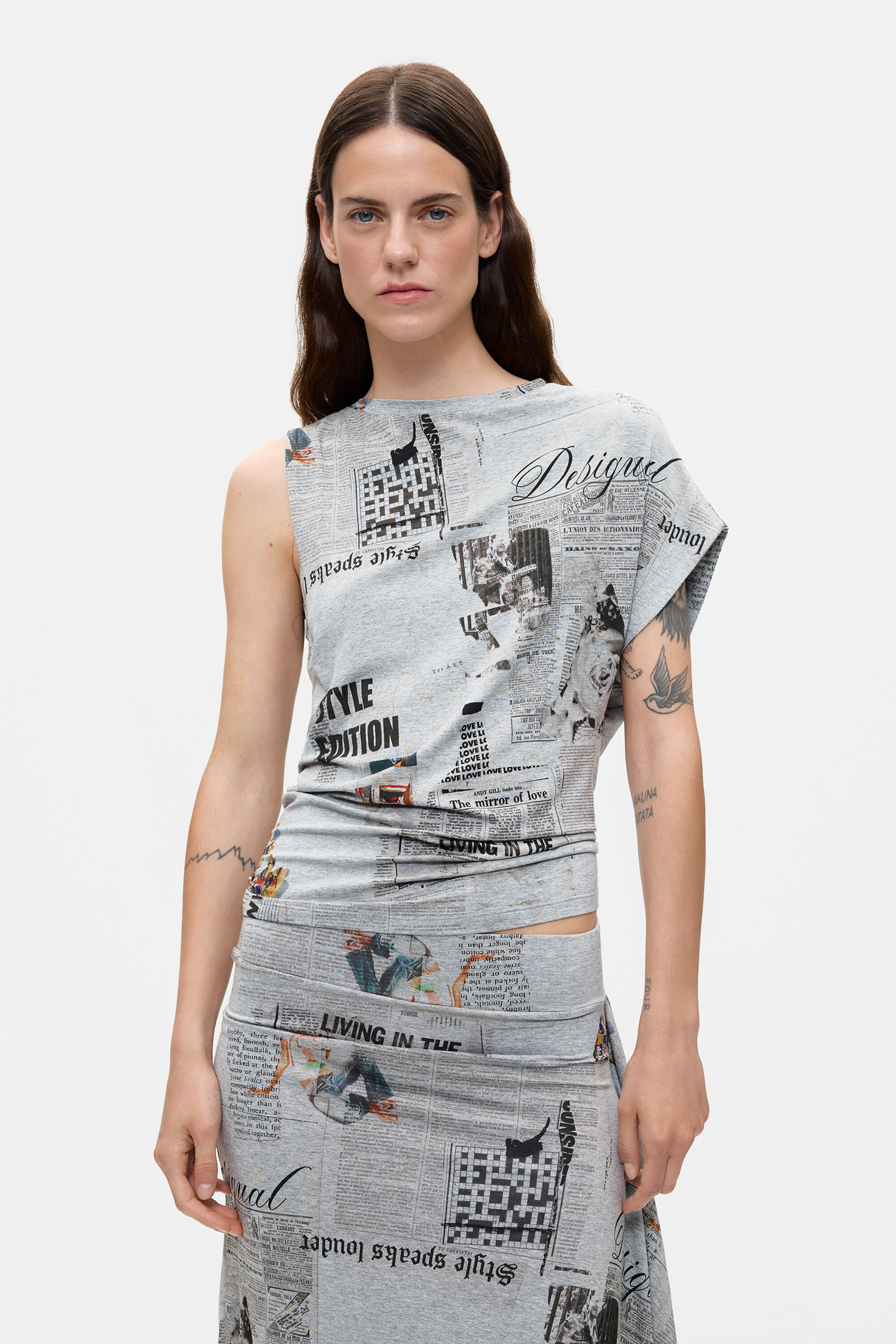 T-shirt imprimé 100 % coton, Viscose, Noir, XS