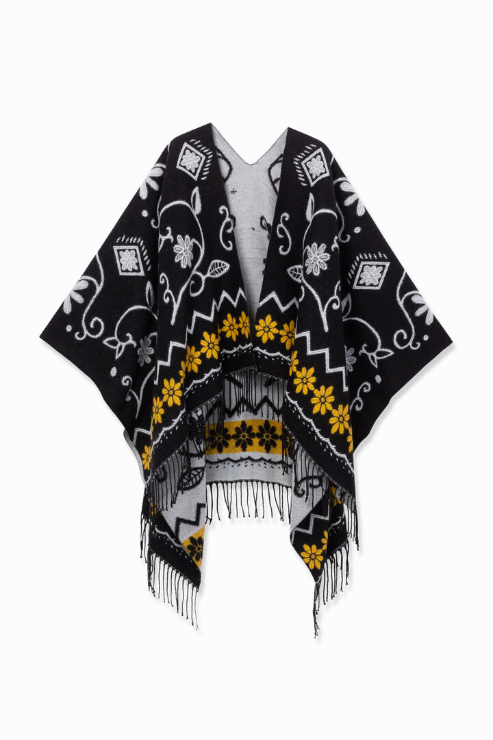 Fringed square poncho | Desigual