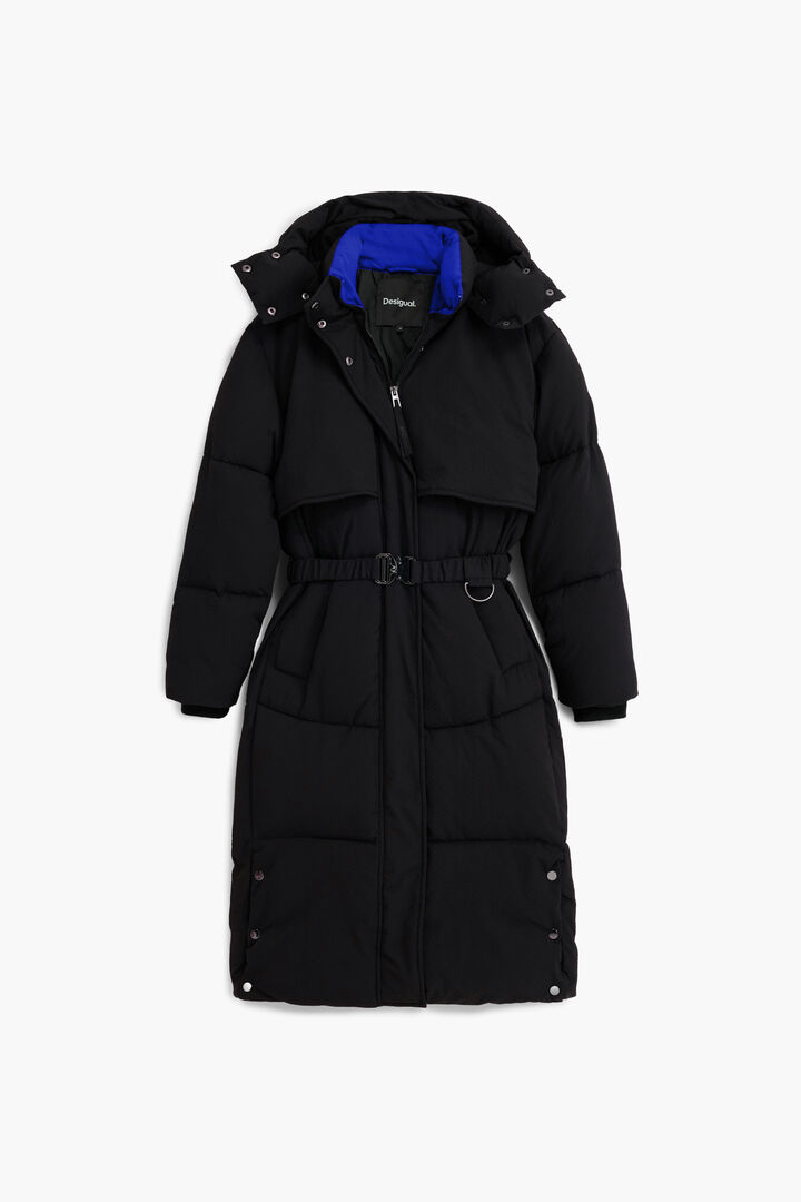 Dugi prošiveni kaput s remenom