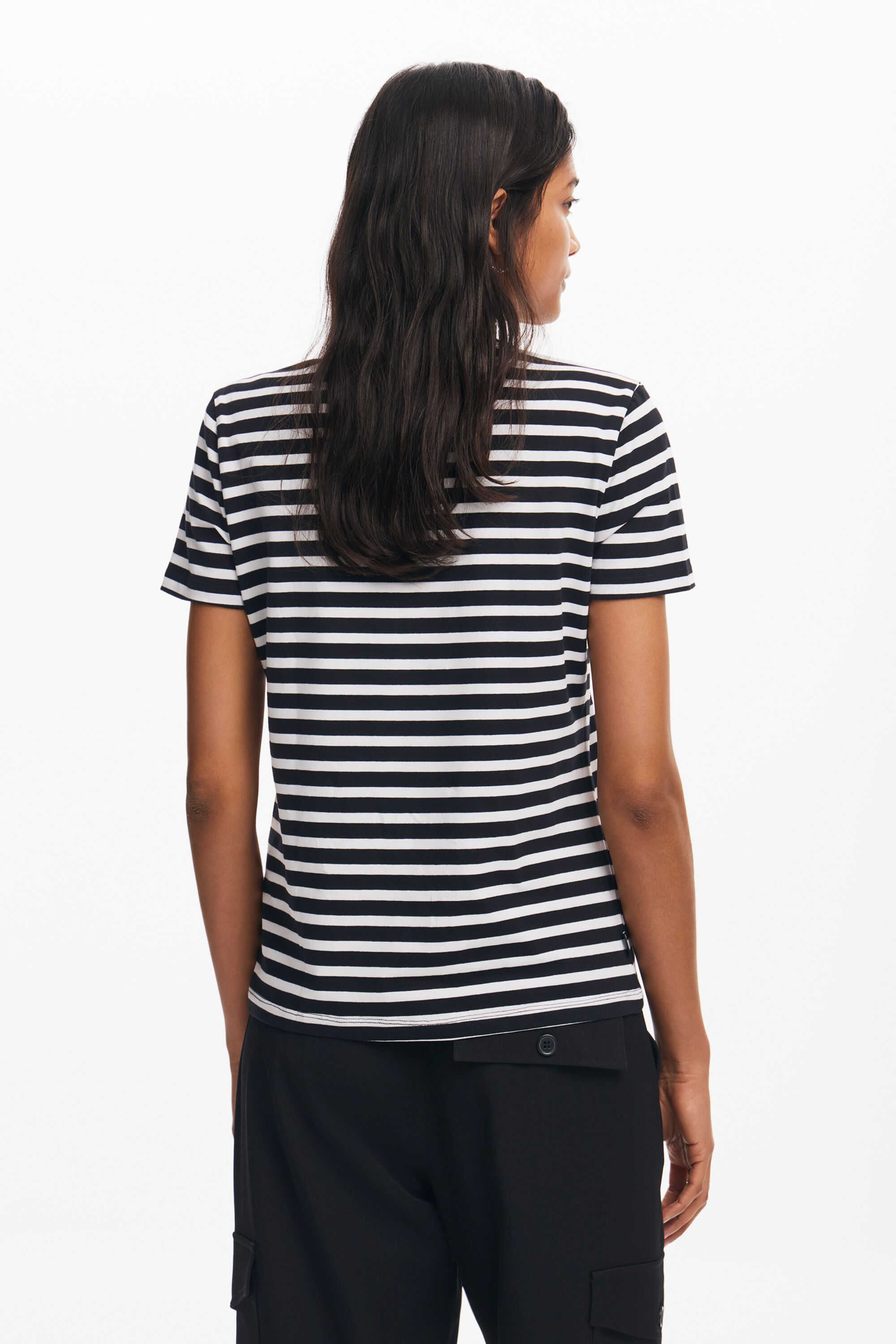 Striped heart T shirt women s I Desigual